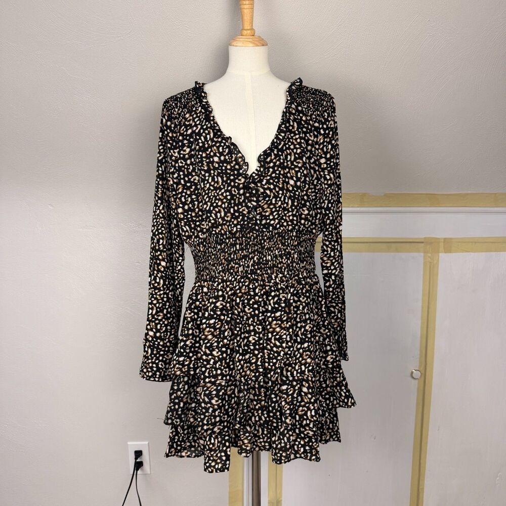 Altar’d State Animal print long sleeve mini dress Medium